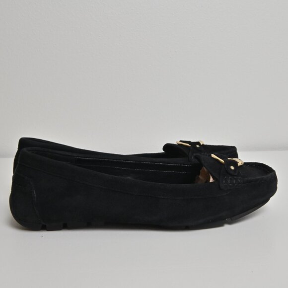 Lauren Ralph Lauren Candace Gold Ring Black Suede Ballet Flats Women's US9.5 UK7 - Picture 9 of 16